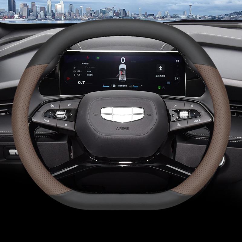 High Leather Braid On Car Auto Steering Wheel Cover Wrap for Geely Boyue Cool Boyue L 2026 2026 2026 2026 Double D Type