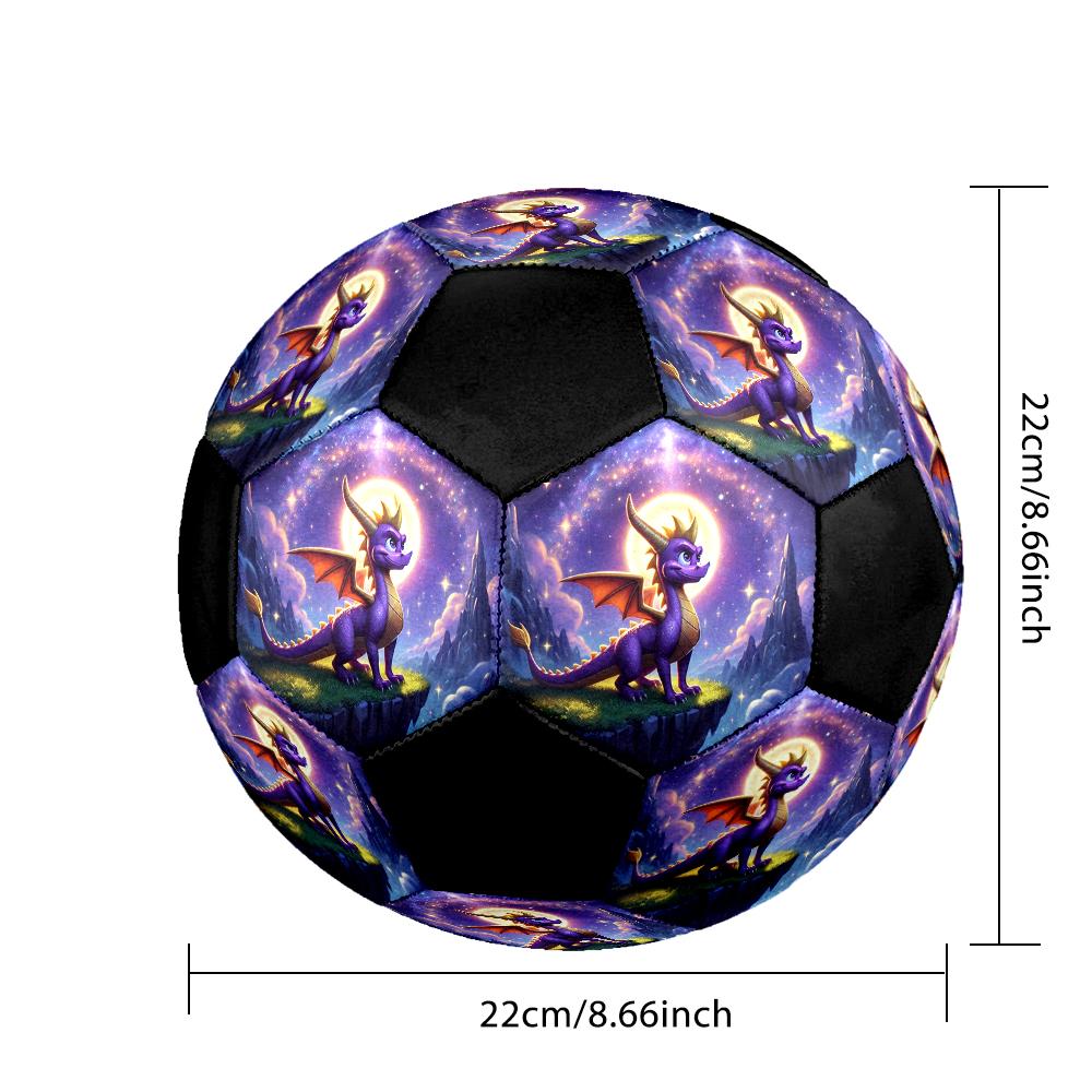 Spyro the Dragon Indoor Soccer Ball Colorful Machine Stitched PVC Size 5 Team Training Competition Ready Durable High-Bounce Cool Sports Gift