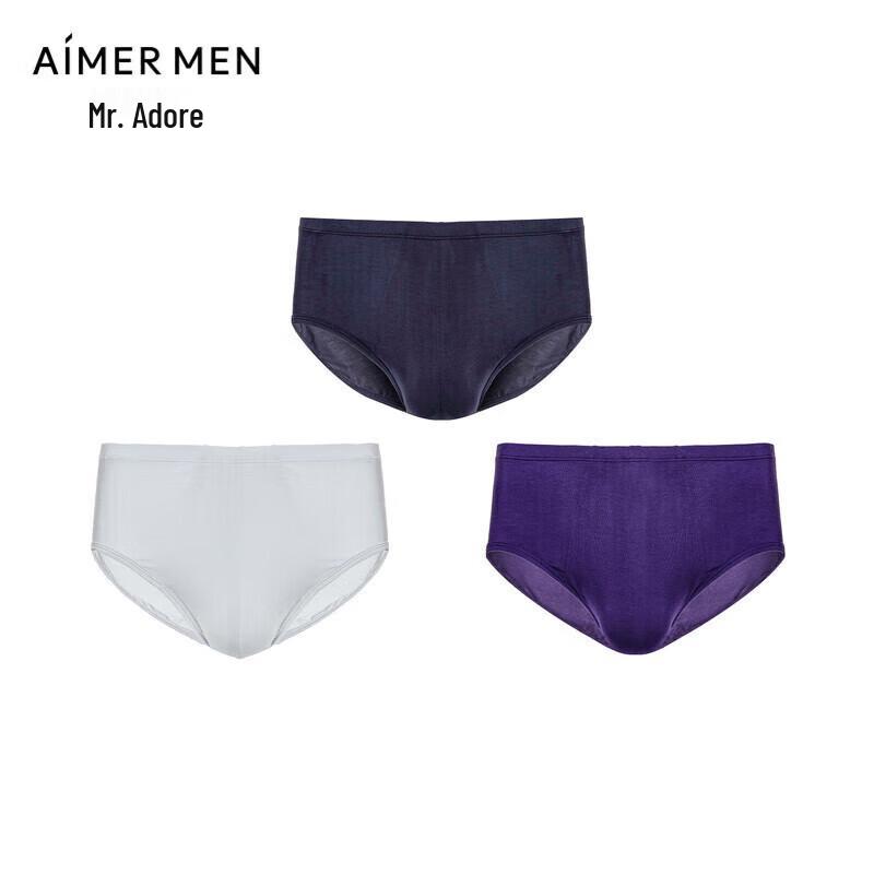 Aimer Men's Antibacterial Modal Mid-Rise Briefs (3-Pack Gift Box)