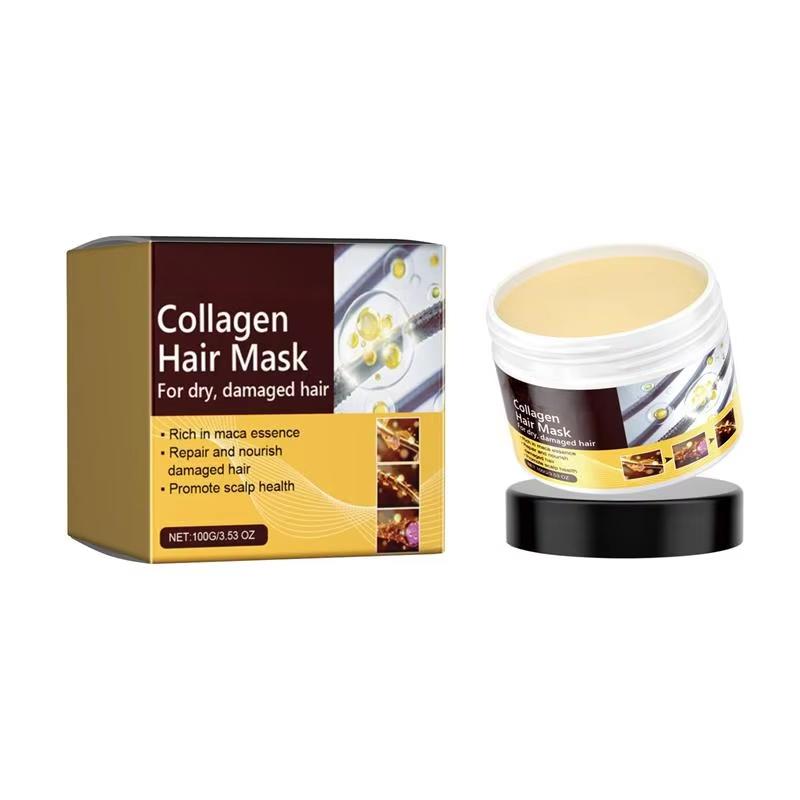 Kollagen-Keratin-Haarmaske für trockenes und strapaziertes Haar, revitalisierendes Haar, glättet weiches, glattes Haar, spendet Feuchtigkeit, Haarbehandlung, Haarpflege