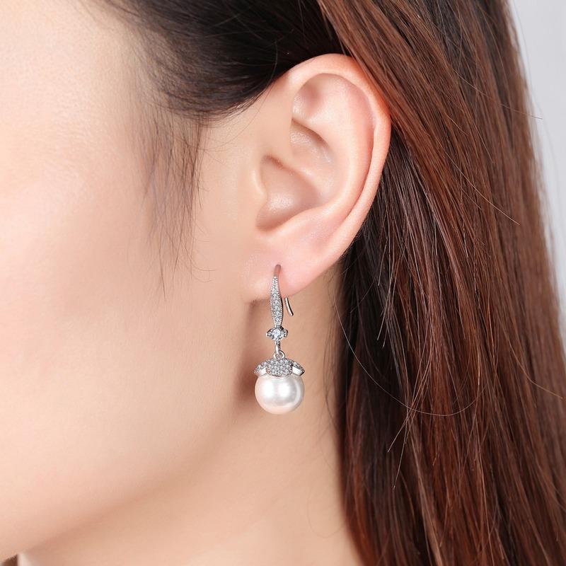 Lindon Kolczyki ze stopu miedzi z cyrkoniami Kolczyki wiszące dla kobiet Prezenty weselne