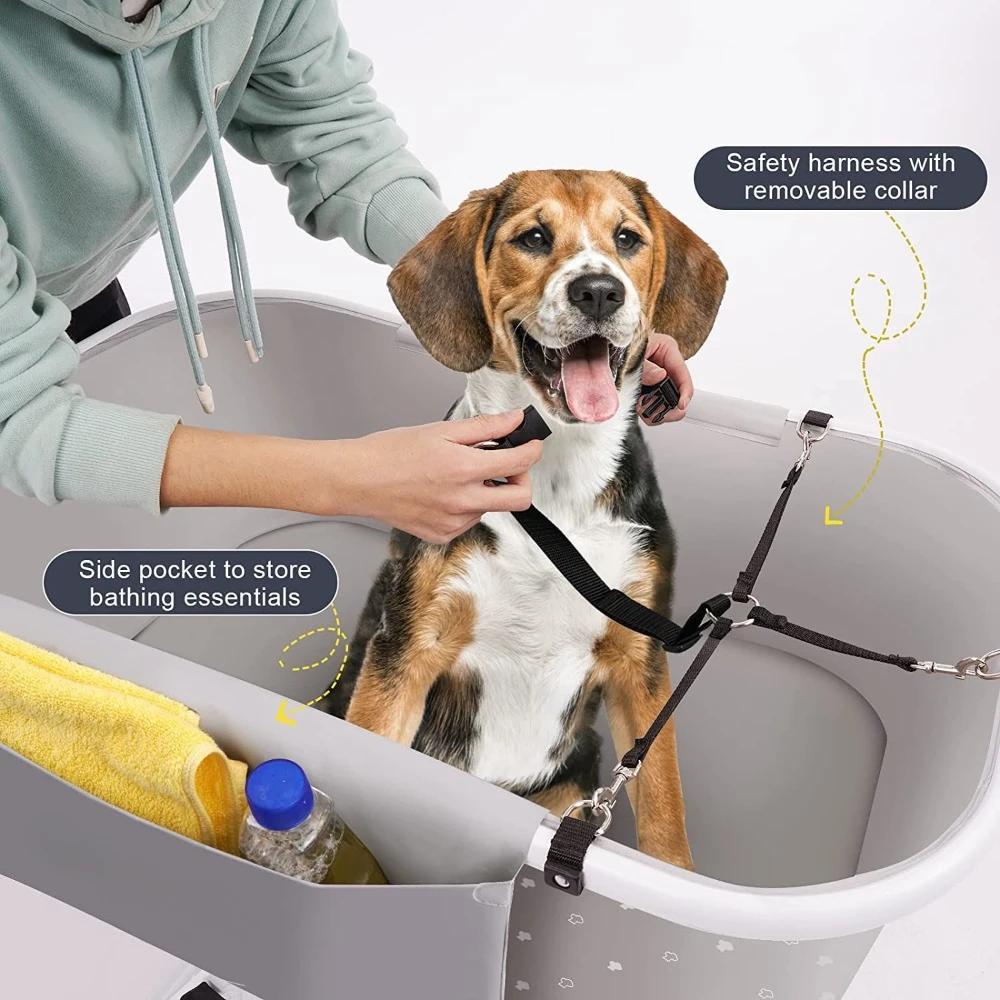 Dog Bathing Tub for Bath Shower Grooming Liftable Height Portability Adjustable Folding Dogs Bath Bathing Rack Pet Products