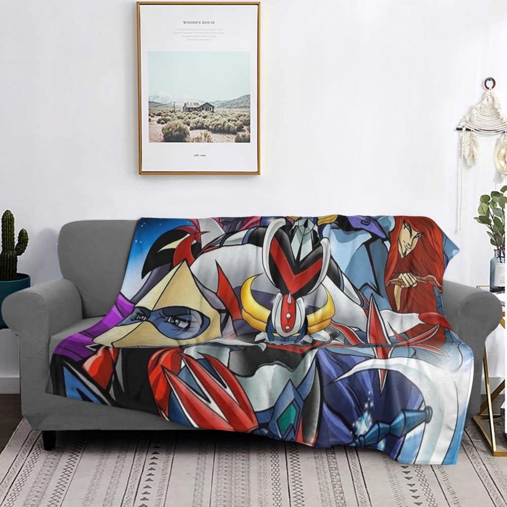UFO Robot Goldorak Grendizer Anime Mechanical Warrior Blankets Soft Warm Flannel Throw Blanket Plush for Bed room Picnic Couch