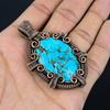 Tibetan Turquoise Pendant, 999 Copper Wire Wrapped Gemstone Jewelry, Handmade Pendant, For Thanksgiving