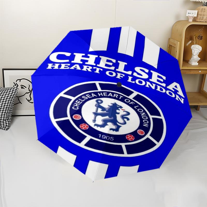 Automatischer Regenschirm im Chelsea Football Club Design, Leicht & Tragbar, 8 Speichen, Perfekt für Reisen im Freien, Geburtstage, Weihnachten, Geschenke.