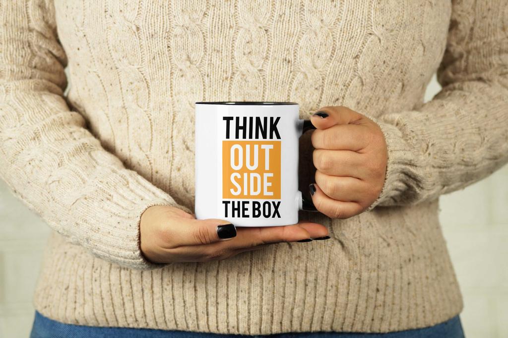 Inkdotpot Think Outside The Box Inspirational Positive Quotes 11Oz Ceramic  Coffee  Mug