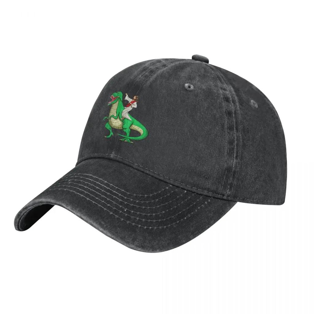 Riding Dinosaur Funny Parody Tyrannosaurus Rex TRex Baseball Caps Peaked Cap Jesus Sun Shade Hats for Men Women