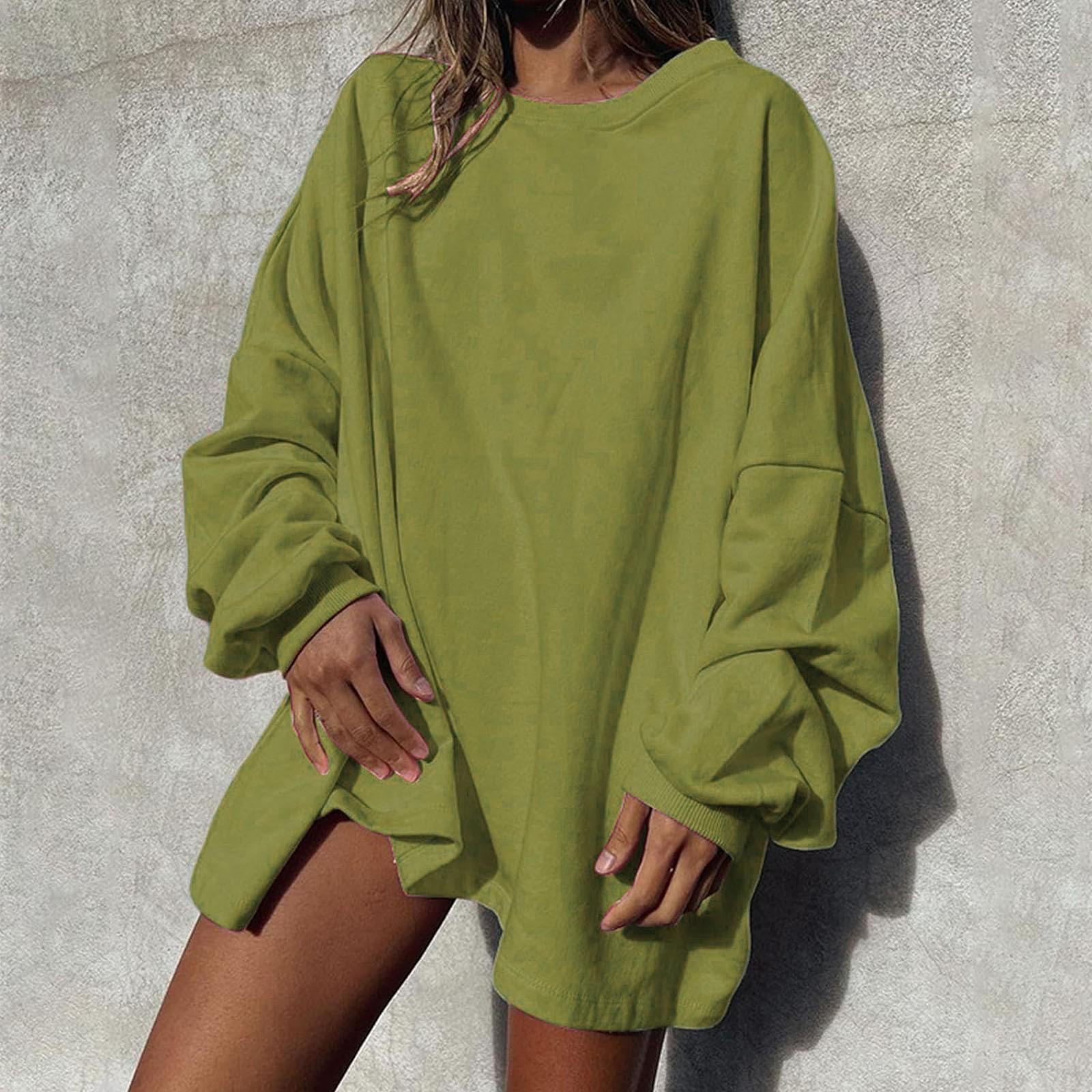 

Женская однотонная свободная толстовка с длинными рукавами и круглым вырезом S