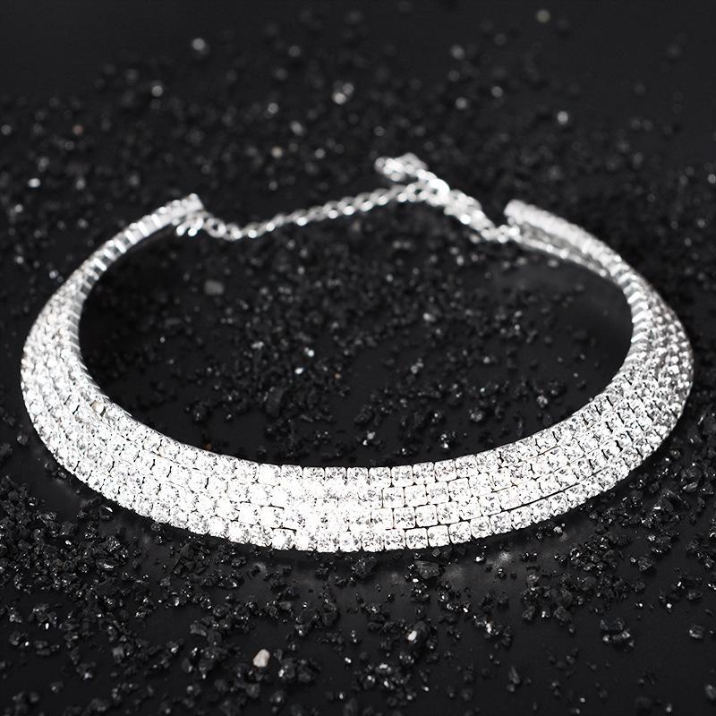 Fashion Jewelry Full Diamond Rhinestone Multi-Layer Multi-Row Collar Bridal Crystal Collar Short Collar Necklace