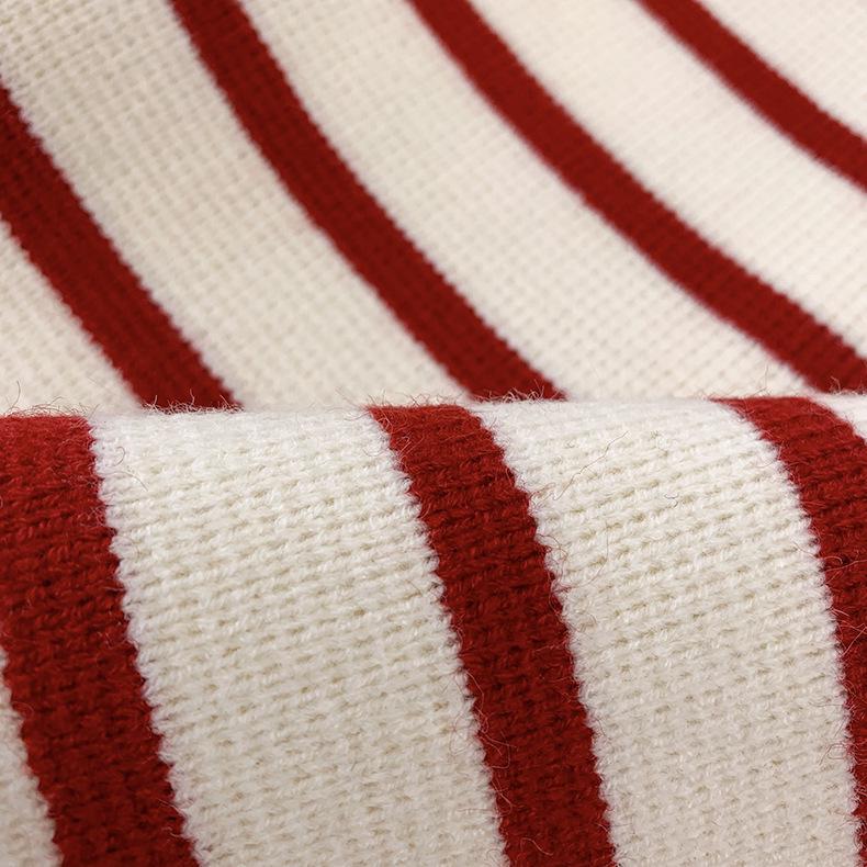 Women's Autumn Striped Knit Cardigan - French Style, Color Block, Loose Fit, Round Neck, Short Length, Long Sleeve Sweater Coat.