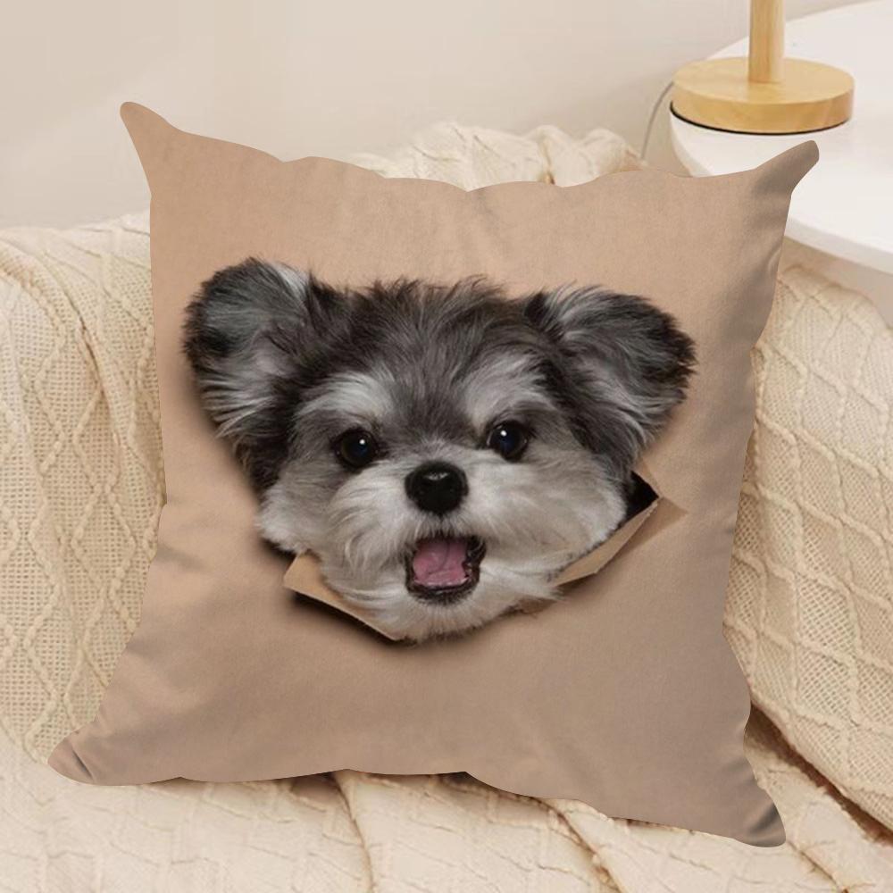 Cute Naughty Cats Dogs Cushion Cover Soft Plush DoubleSided Printed Sofa Pillow Cushion Cover AllSeason Durable Decor Gift