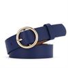 Women's High-End Leather Fashion Belt with Round Metal Buckle for Casual and Formal Wear