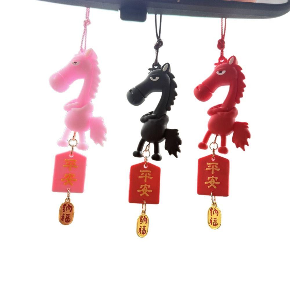 Traditional Chinese New Year Decoration Zodiac Pony Figurine Car Ornament  Festive Decor