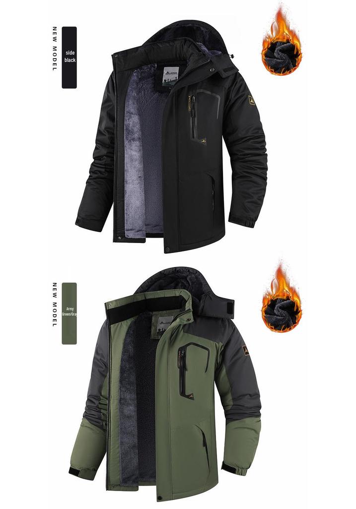 Zimowa wiatrówka plus size z podszewką polarową - Ciepła, wiatroszczelna kurtka outdoorowa do alpinizmu, narciarstwa i wędkarstwa.