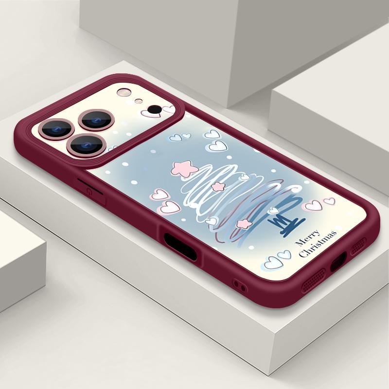 Shockproof Soft TPU Silicone Phone Cover Funda For iPhone 17 Air 16e 16 15 14 Pro Max 13 17 Pro Max 17 Pro 17 Air Blue Christmas Tree Pattern Case