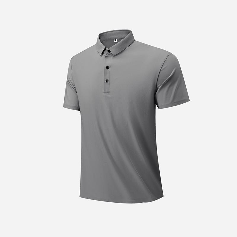 Ice Silk Seamless POLO Shirt Men s Lapel POLO Shirt Short-sleeved Men s Large Size Summer T-shirt 2XL серый