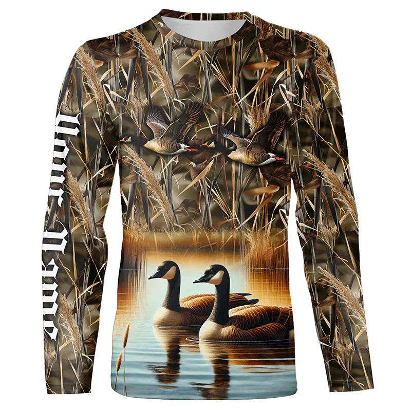 Camo Hunting Animals Wild Boar Men T-Shirt 3D Print Sport Long Sleeve Tee Tops Casual O Neck Streetwear T Shirts Men's Clothing