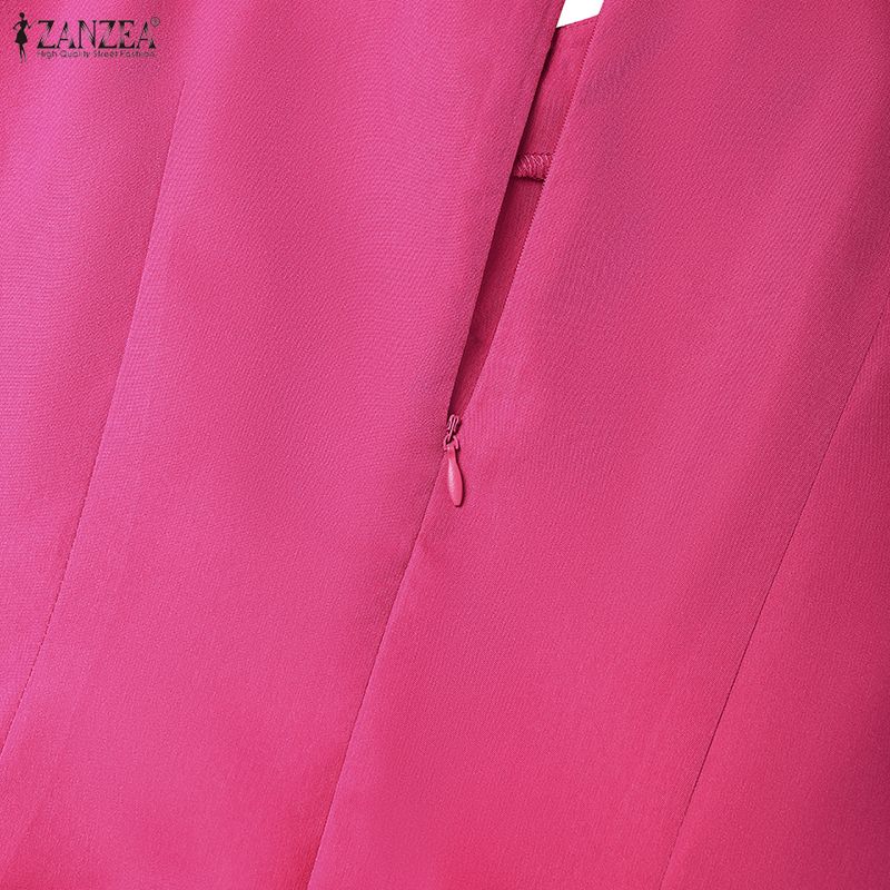 ZANZEA Rochie Lungă Elegantă Casual pentru Femei cu Guler Păpușă și Mâneci Scurte