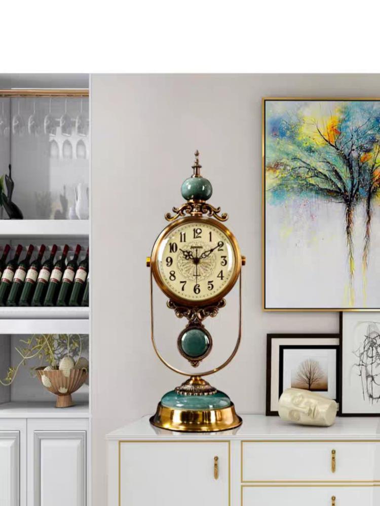 Grand Style European Retro Table Clock - 2026 New American-Style Desktop Pendulum Clock for Living Rooms