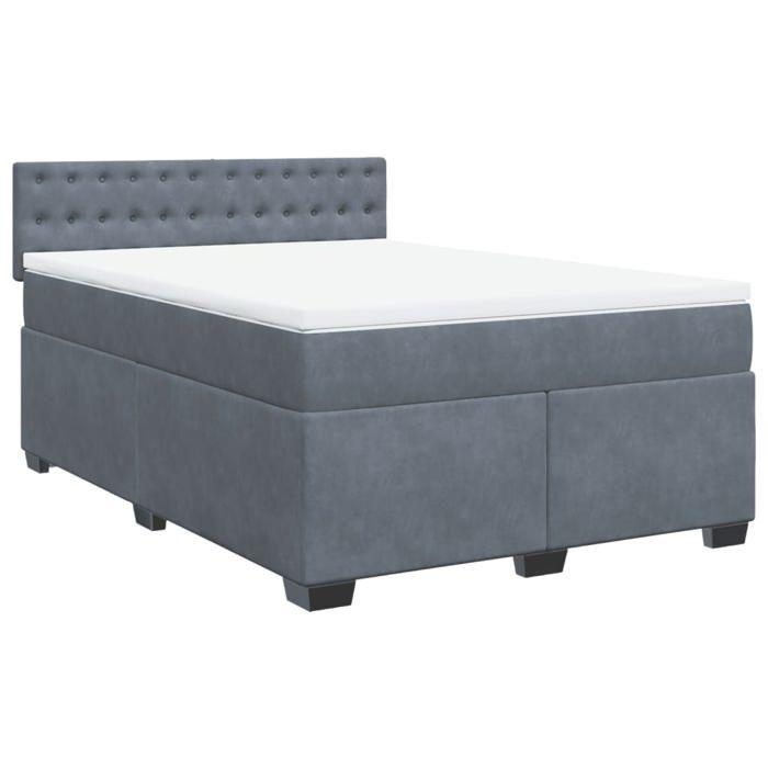 VidaXL Sommier à lattes de lit et matelas Gris foncé 160x200cm Velours 3288667