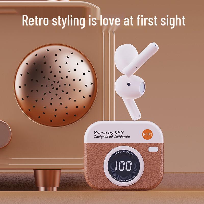Q86 Retro Camera Style Bluetooth Earphone Case with Digital Display and Long Battery Life - Original Q Series In-Ear