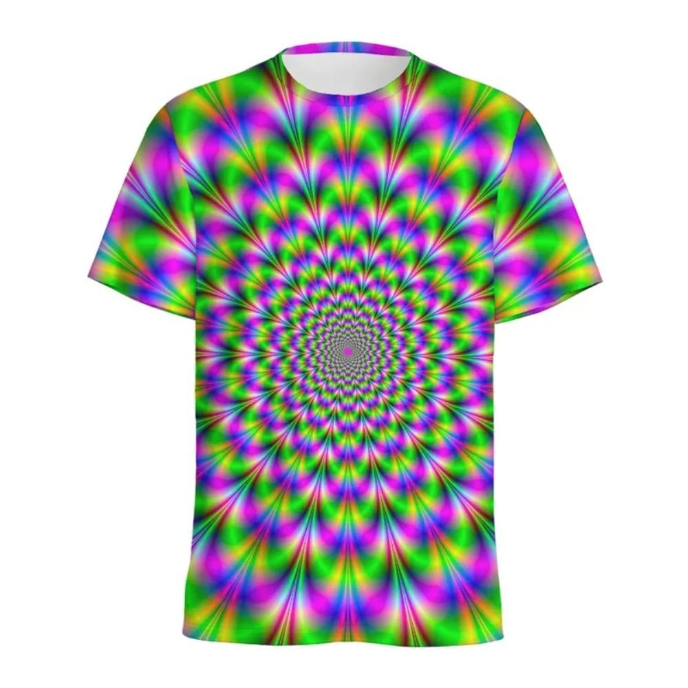 Sommer Spirale Schwindel Muster T-Shirt Für Männer Lässig Rundhals Kurzarm Tee Tops 3D Gedruckte Optische Täuschung T-Shirts Tops