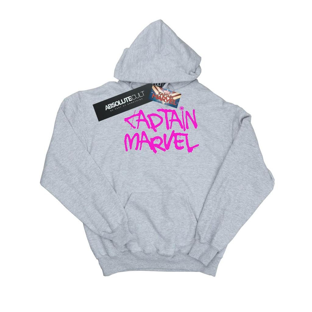Marvel Mens Captain Marvel Spray Text Hoodie