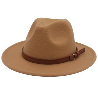 Big Brim Brown Belt British Vintage Felt Hat Autumn Winter Western Denim Tweed Tibetan Hat Jazz Hat