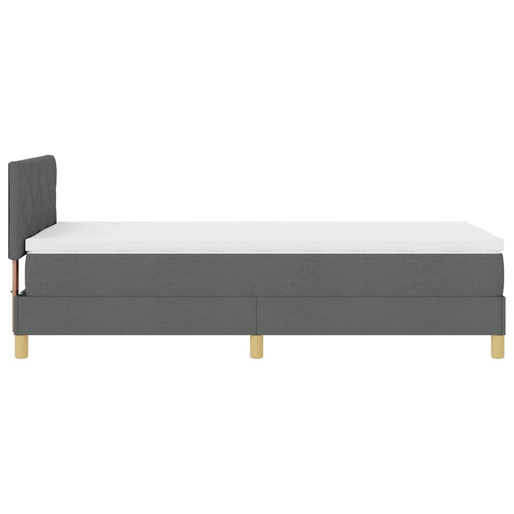 LED Box Spring Bed with Headboard Dark Gray 90 x 200 cm Fabric