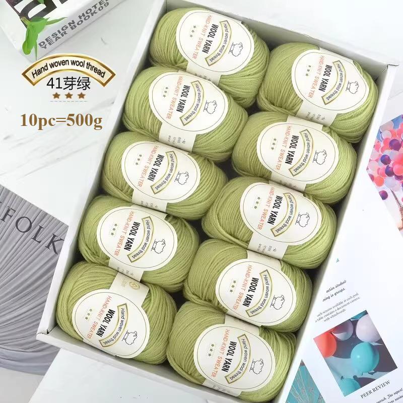 10pc=500g 3mm Medium Coarse Wool Thread Hand Crochet DIY Craft Sweater Hat Doll Bag Needle  Thread Soft Warm Skin Friendly
