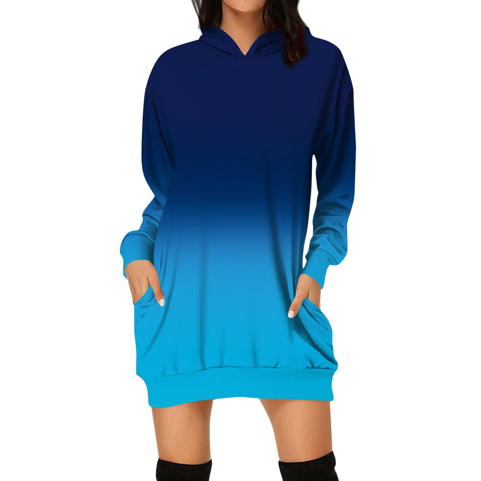 

Женское осеннее и зимнее платье-толстовка с капюшоном, платье с принтом на Хэллоуин L синий