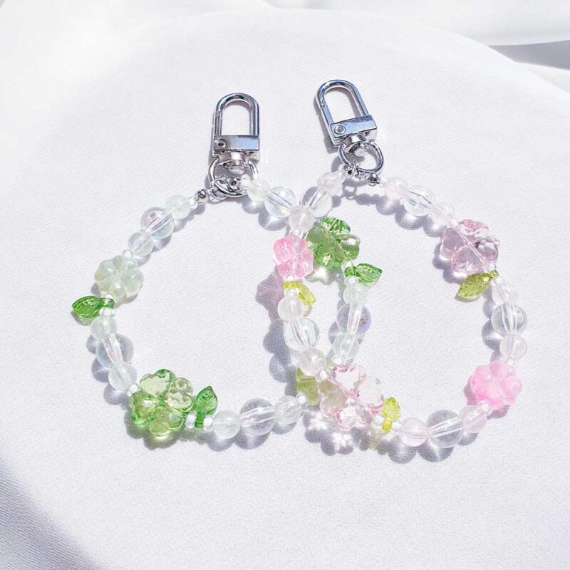 ANN DIY Fresh Four-Leaf Clover Bead Keychain Accessories Kit green