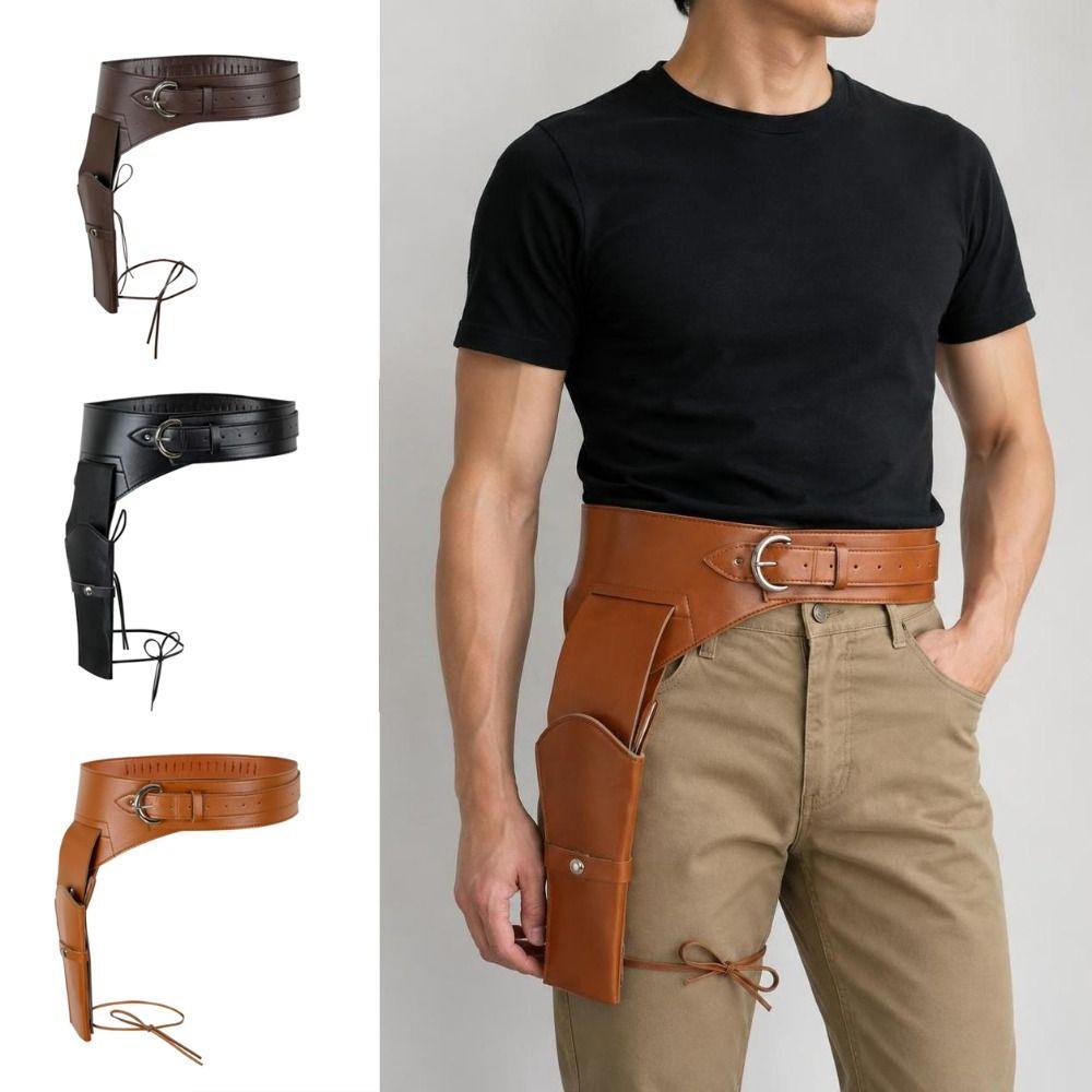 PU Leather Waist Strap Belt Pin-Buckle Adjustable Leg Pouch Leg Hanging Pouch Medieval Costume