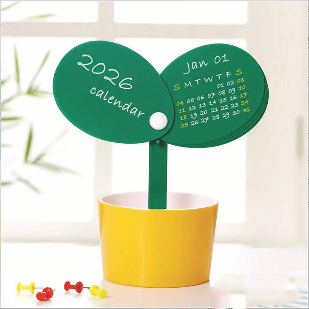 2026 Floraler Schreibtischkalender Stifthalter mit Ständerfuß, Desktop-Kalender Kreative Dekoration, Heimdekoration Schreibtischkalender
