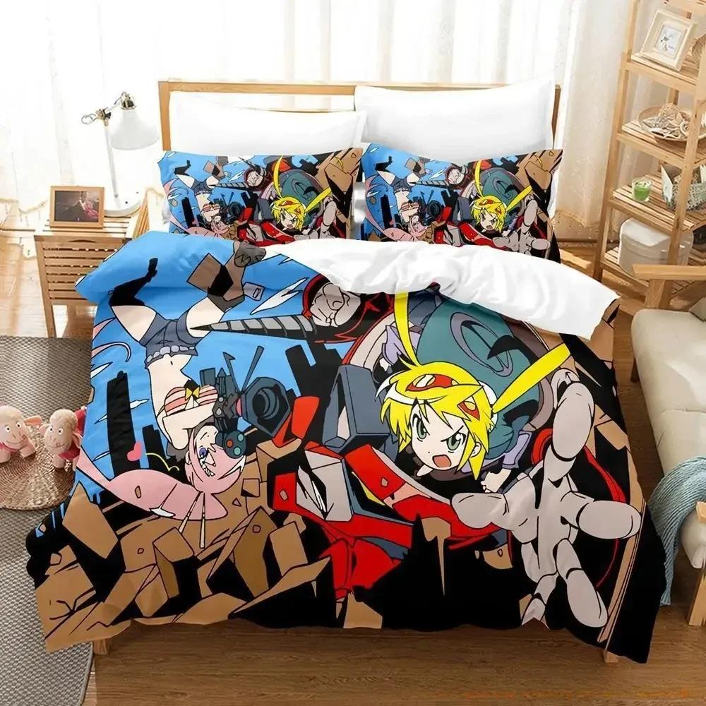 Tengen Toppa Gurren Lagann Bedding Set Single Twin Full Queen King Size Bed Set Adult Kid Bedroom Duvetcover Sets 3D Print Anime