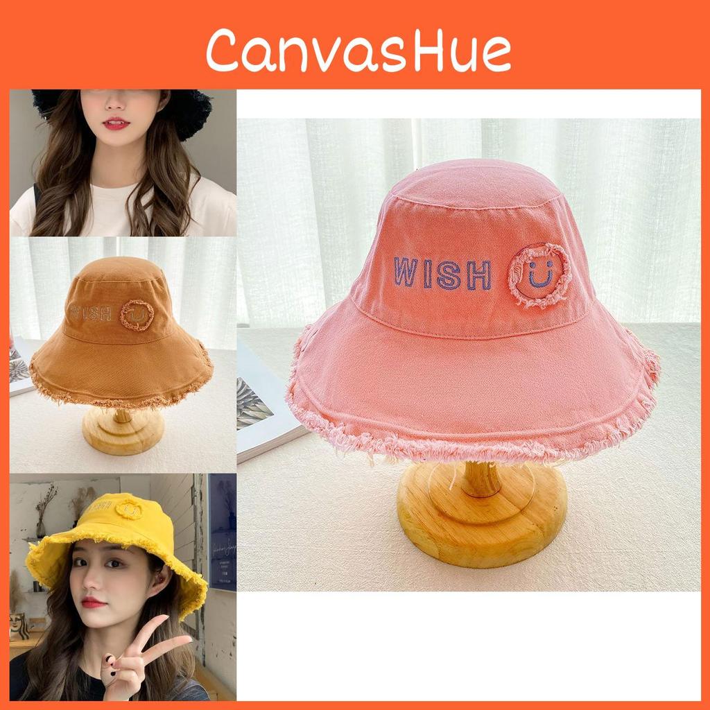 Fashionable Summer Women's Sun Hat With Large Brim And Smiley Face Embroidery For Sun Protection