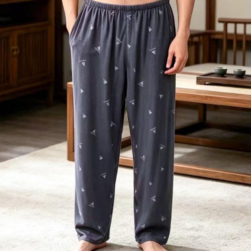 Men's Plus Size Lyocell Cotton Silk Pajama Pants for Casual Indoor and Outdoor Wear
