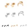 3PCS/Set Damen Stern Mond Herzform Ohrringe Mädchen Abendparty Abschlussball Ohrringe Punk Strass Ohrstecker