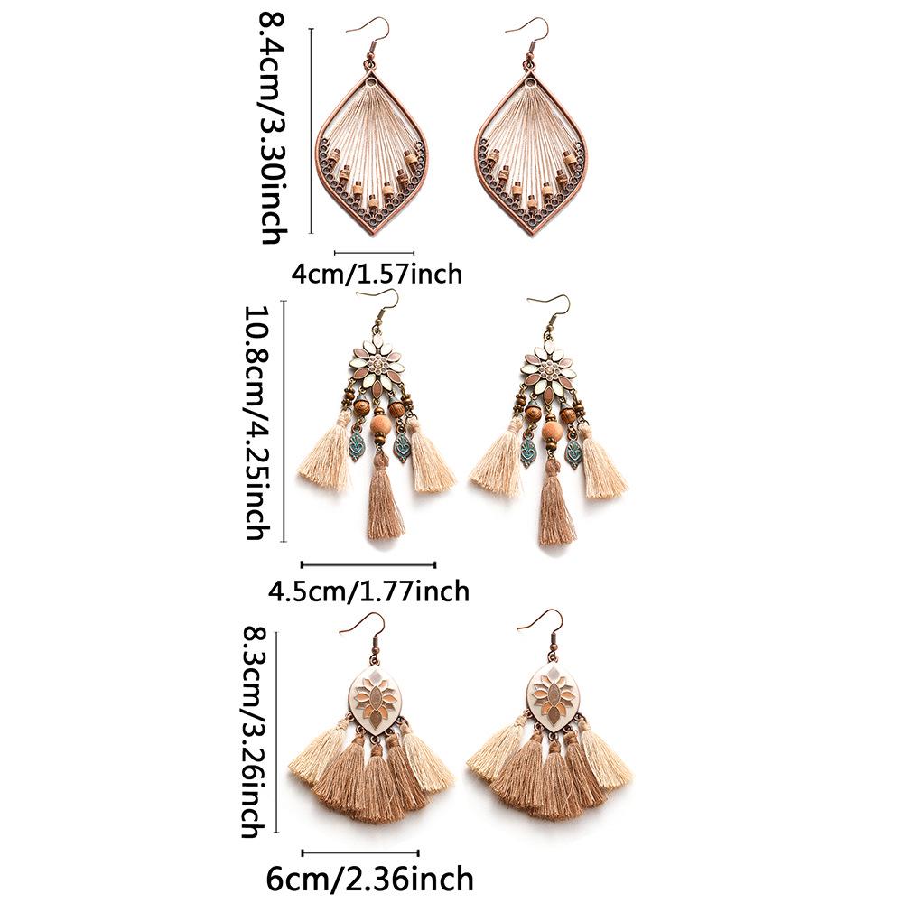 Retro Bohemian Woven Tassel Earrings In Niche Forest Style