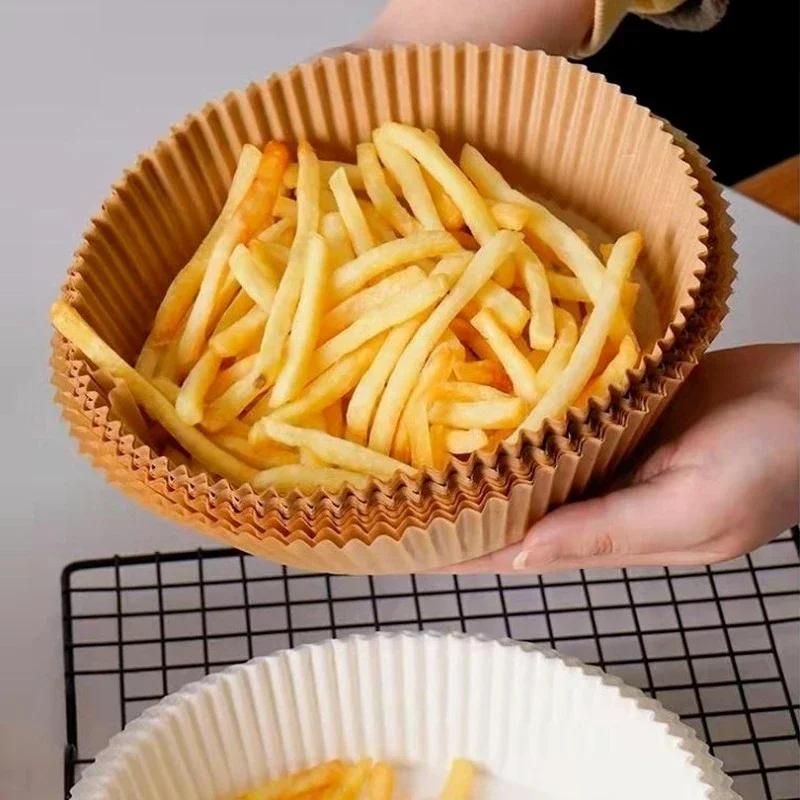 Air Fryer Disposable Non - Stick Round Paper Baking Mats 16/20cm, 50pcs Kitchen tools AirFryer Baking Accessories