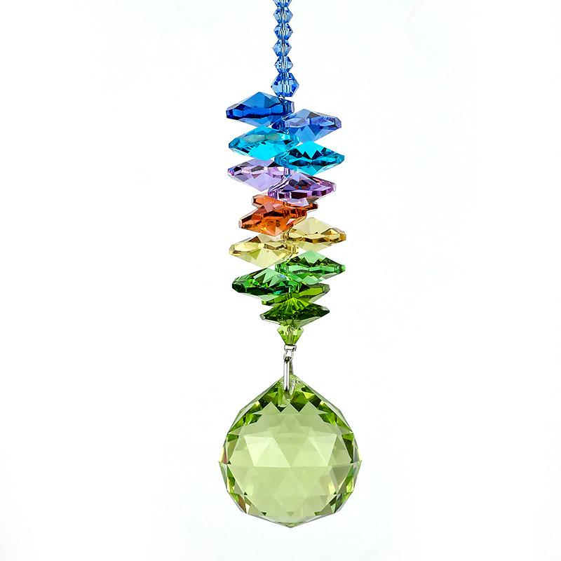 Pandantiv cu bilă de cristal suspendată, pandantiv cu bilă de cristal, copacul vieții, prismă de cristal pentru exterior și casă