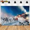 Mocsicka Christmas Train Background Photography Winter Snow Tree Decoration Baby Family Photo Backdrop Studio Party Props Banner