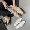 French Low Heel Small Heel Bag Head Sandals Shoes 2025 New Spring and Summer Bow Evening Single Shoes French Square Head