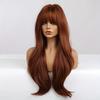 Mode Transfrontalière Réglable Résistante à la Chaleur Longs Cheveux Bouclés Frange Châtain Clair Dentelle Perruque Amincissante pour Visage Femme Densité 130%