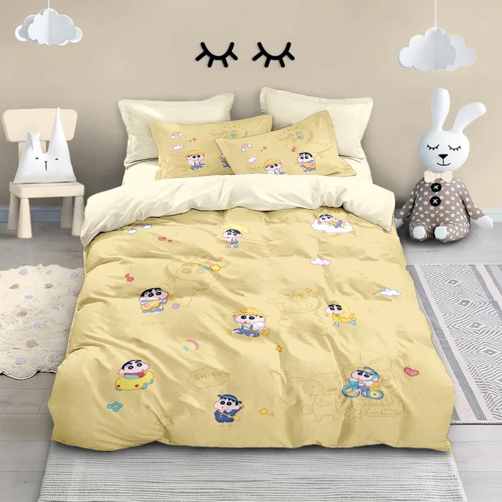 3D Printed Crayon Shin-chan Bedding Set Double Large Duvet Cover Set Pillowcase Home Textile Boy Girls Adult Gifts