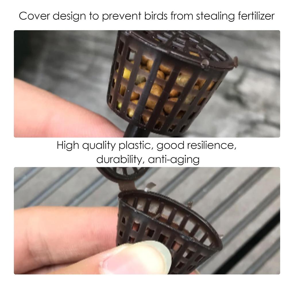 50Pcs Bonsai Fertilizer Baskets, 1.6 x 1.1in Plastic Fertilizer Mesh Basket Garden Nutrition Cups Slow Release Fertilizer Container for Succulent