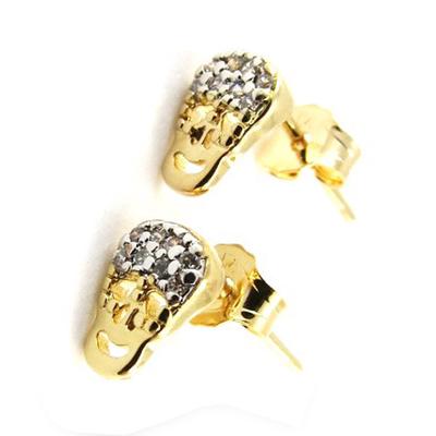 [J1008] - Gold Plated 'Skull' Earrings