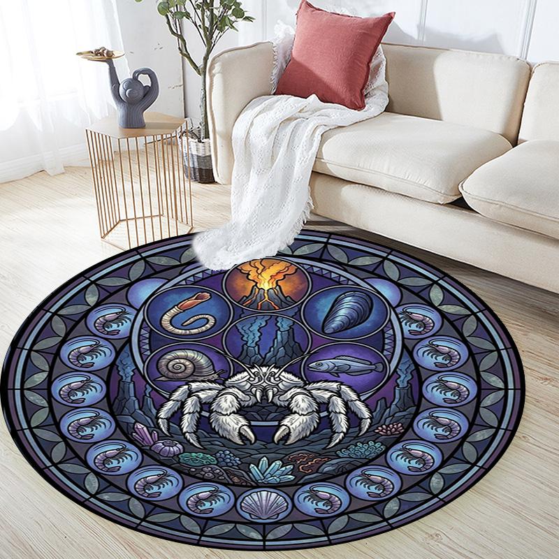 Oceanic Glass Mystery Round Area Rug Under Office Chairs Bedroom Living Room Home Decor