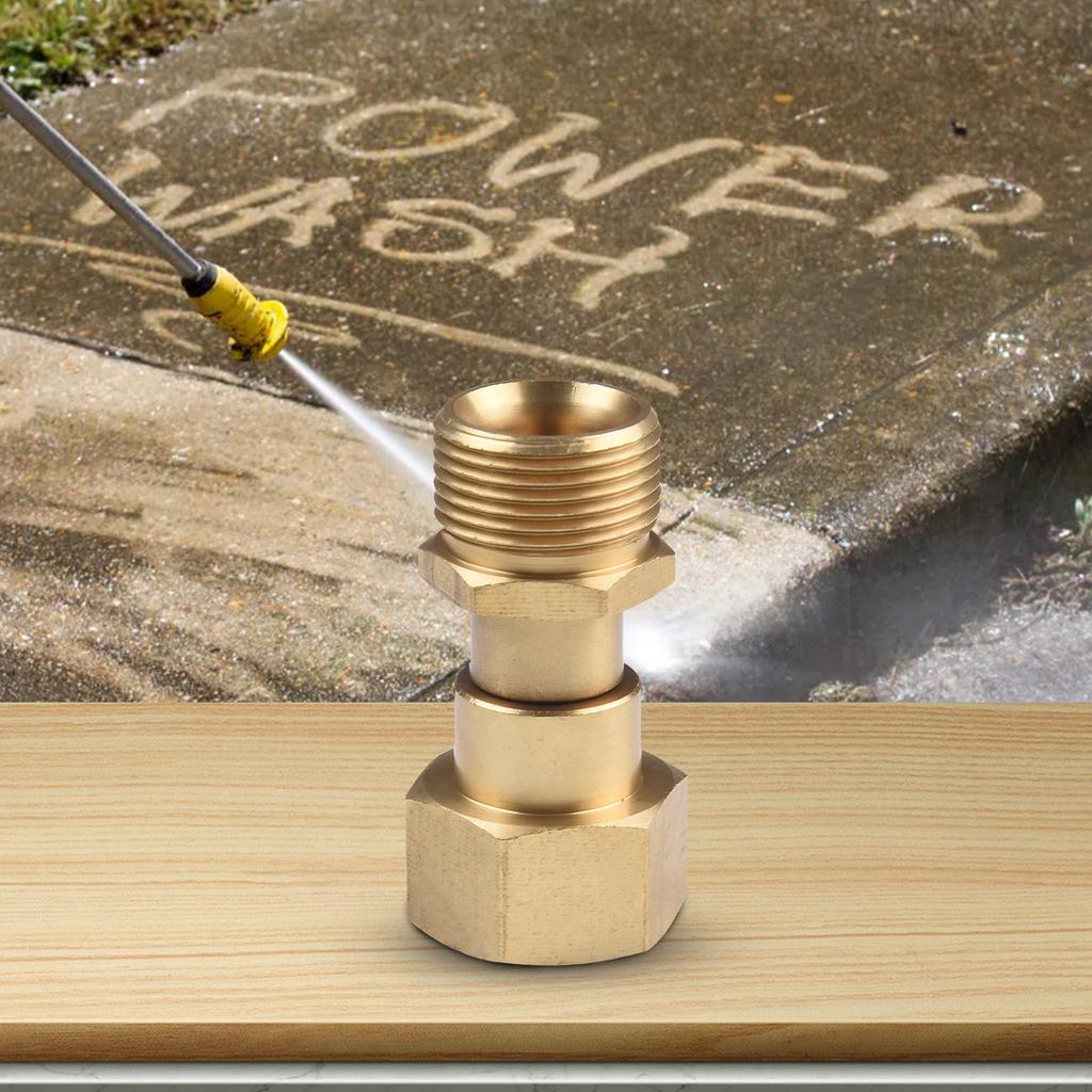 Pressure Washer Hose Adapter M22 14mm Brass with Swivel Joint Connector Designed to Prevent Hose Tangling and Leaks