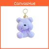 Shy Fun Bear Plush Keychain Adorable Cartoon Doll Key Ring Accessory In Soft Colors